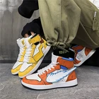 Мужские классические высокие кроссовки с граффити из искусственной кожи, повседневные мужские ботинки с вулканизированной подошвой