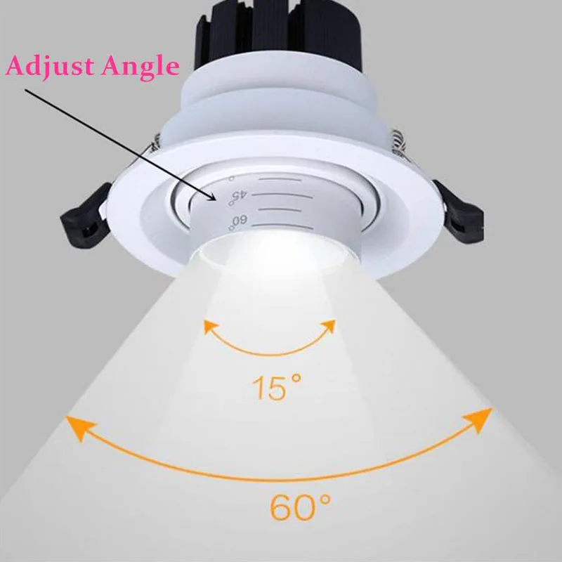 Lámpara de plafón para interiores, dispositivo de iluminación Led atenuable con Zoom de 15-60 grados, Cob, 8W, 12W, 15W, 18W21W24W, AC110-220V