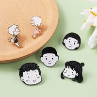 boys girls enamel pin korean style hand drawn head cute lovely brooches accessories hat backpack lapel pin gifts for kids couple