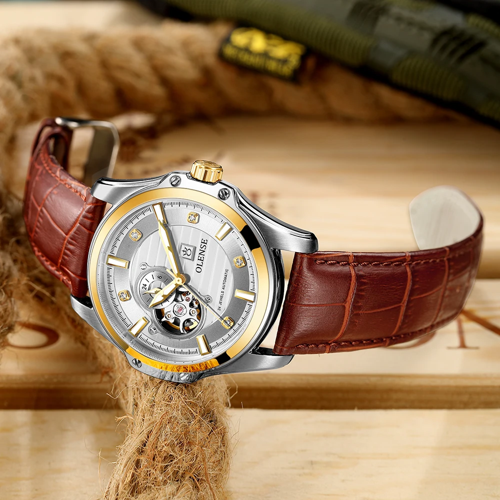 

OLENSE 8001 Seiko Movement Automatic Mechanical Men Watches Luxury Business Sapphire Glass Mirror Man 50M Waterproof Watch