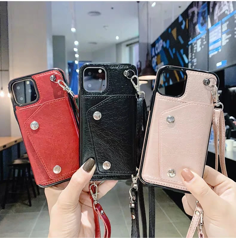 Ремешок для кошелька чехол для iphone 11 Pro Max XR X XS MAX 7 8 6S 6 plus чехол Роскошный кожаный чехол для карты плечевой ремень чехол для телефона