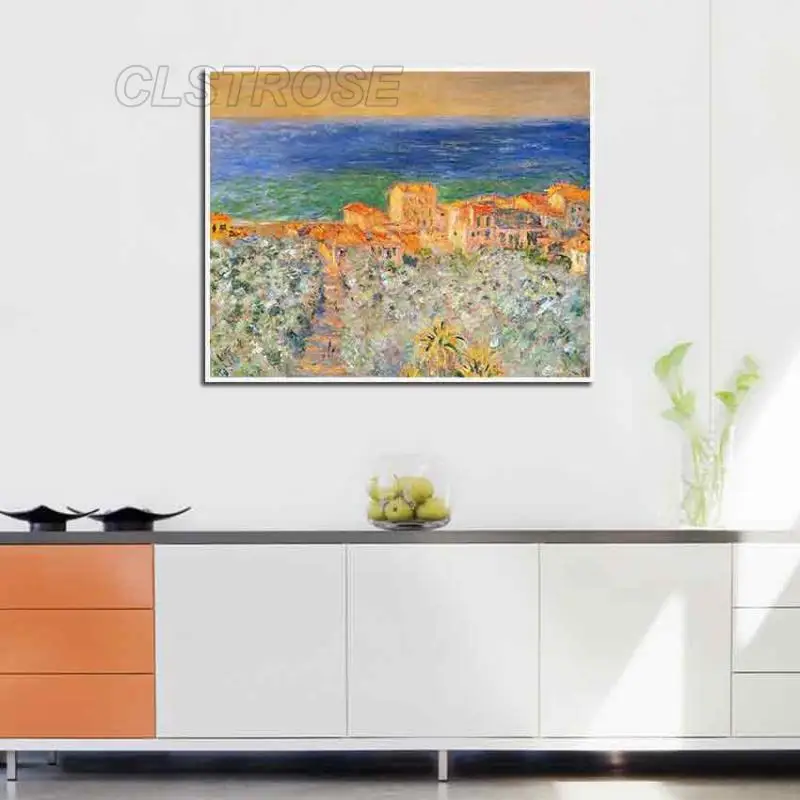 

Abstract Landscape Canvas Painting Seaside House Poster Wall Art Home Decoration Hd Print Pictures for Bedroom and Living Room