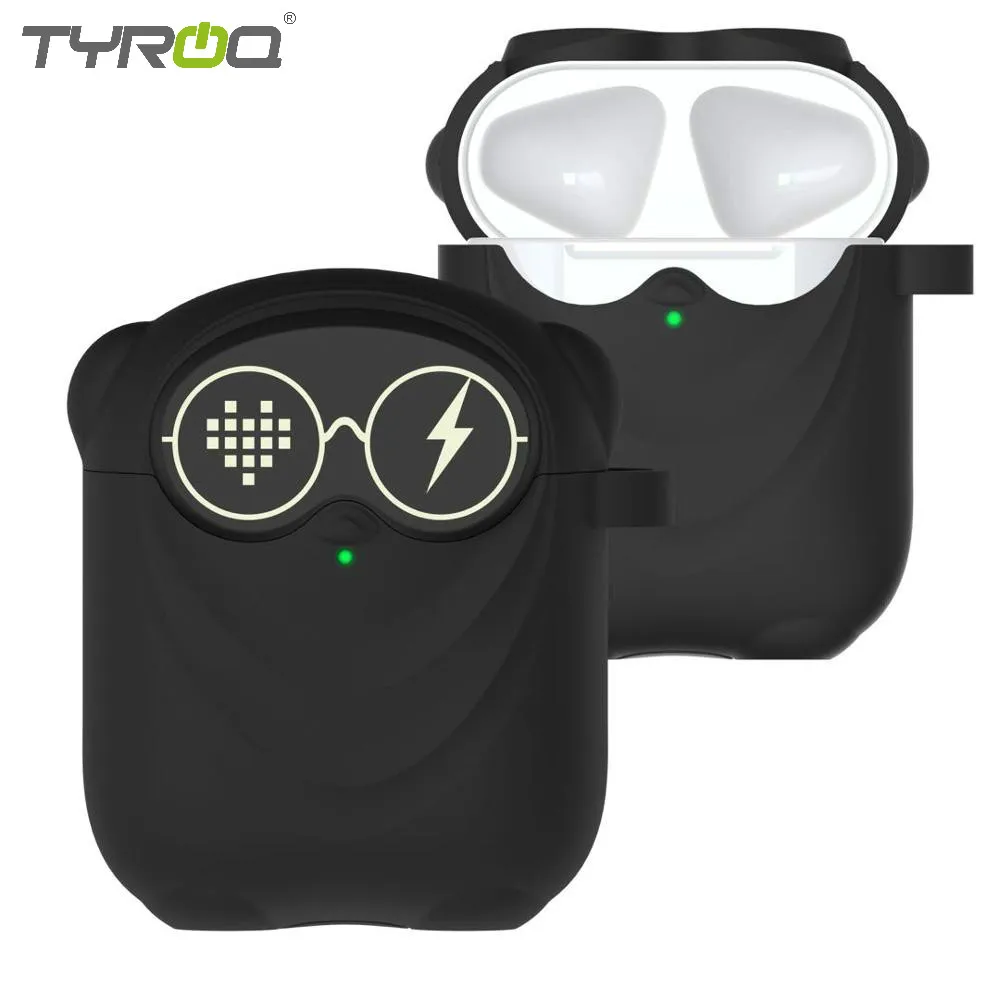 

TyRoq AO6 AirPods case with "Social bear" shape thicken silicone four colors Perfect fit for AirPods 1/2 with hook up cartoon