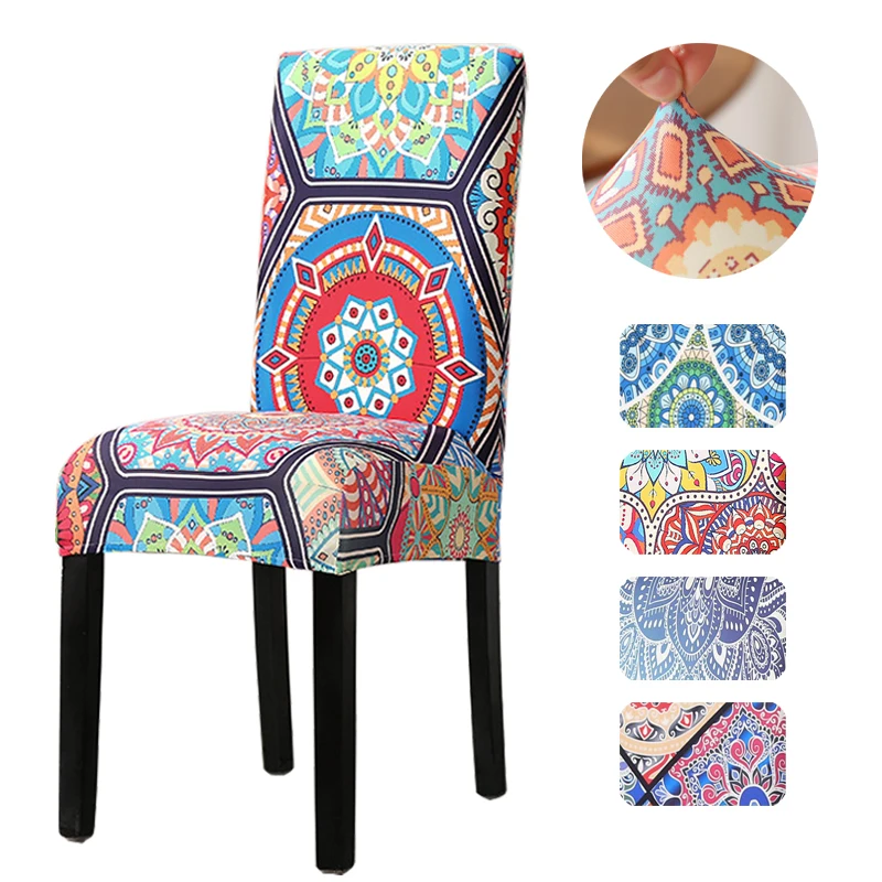 

Чехол на стул с цветочным принтом, эластичный чехол из спандекса для столовой, кухни, дома, офиса, банкета, моющийся протектор