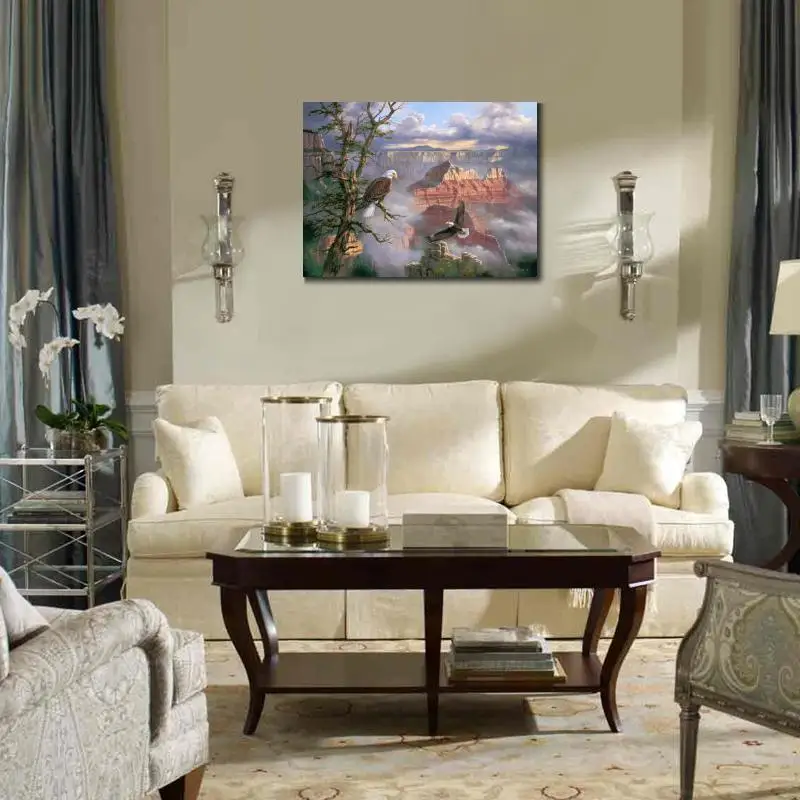 Beste Wall Art Oil Painting Lofty Perch Handmade Animal Landscapes Picture For Room Decor Large Canvas
