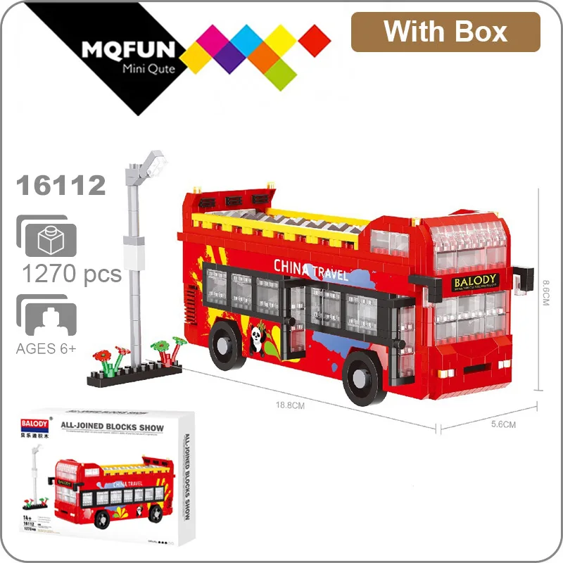 Автомобиль Balody Technic супергоночный Лондонский двойной автобус строительные блоки