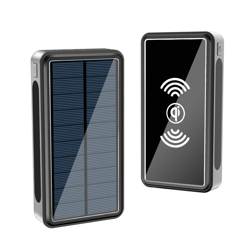 

50000mAh Solar Power Bank Fast Qi Wireless Charger for iPhone 12 Samsung S21 Huawei Xiaomi Poverbank External Battery Powerbank