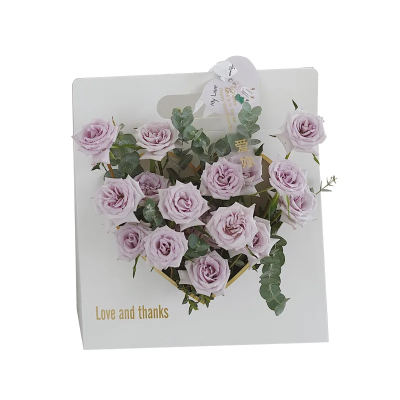 Heart-Shaped Flower Box Portable Subnet Red Mother's Day Gift Material Packaging Bag | Дом и сад