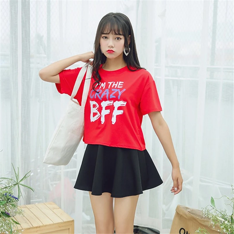 2019 модная летняя футболка женская простая с буквенным принтом коротким рукавом