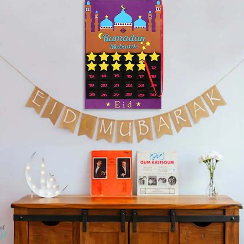 

Eid Mubarak Decor Ramadan Mubarak Fabric Countdown Calendar Ramadan Decorations for Home Muslim Ramadan Kareem Party Supplies