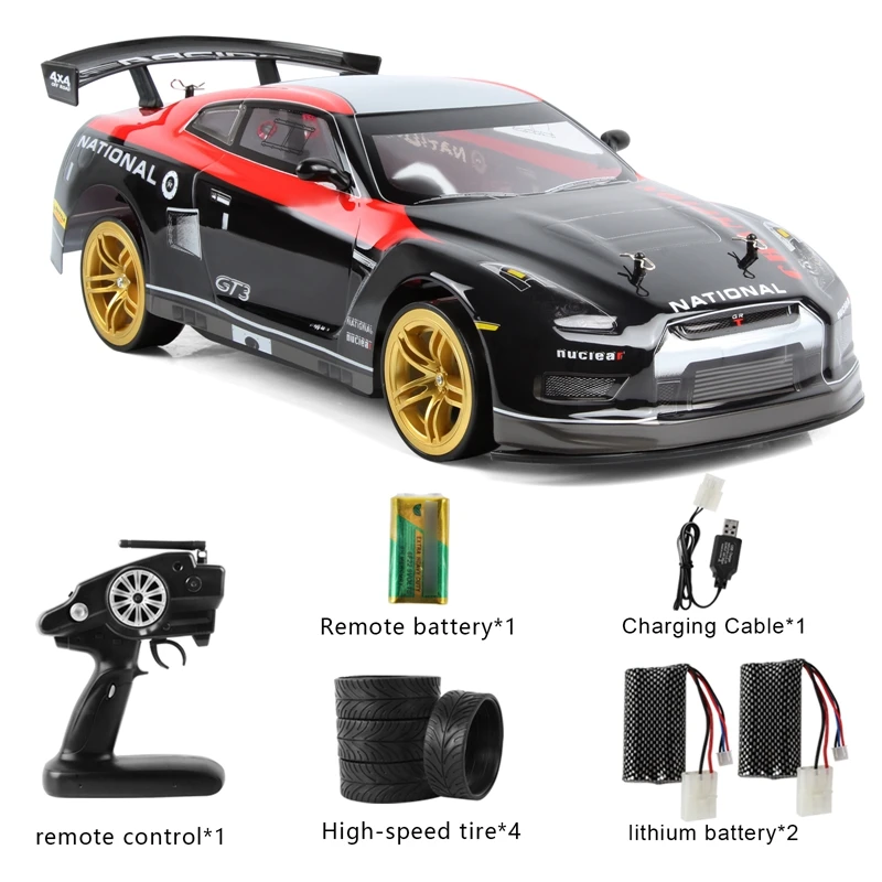 

1:10 2.4G 70Km/H High Speed RC Car 4WD Battery Off Road Radio RC Vehicle with LED Headlight