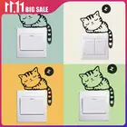 1 шт. мультяшная Милая Черная кошка переключатель сна розетка Настенная Наклейка виниловая наклейка домашний Декор наклейки на стену домашний декор