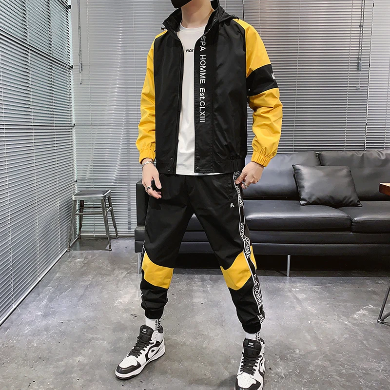 2020 Autumn Men's Hoodies Pants Sets Sweatshirt Cardigan Long Sleeve Hip Hop Fitness Tops Trousers Sportswear Joggers Tracksuits |