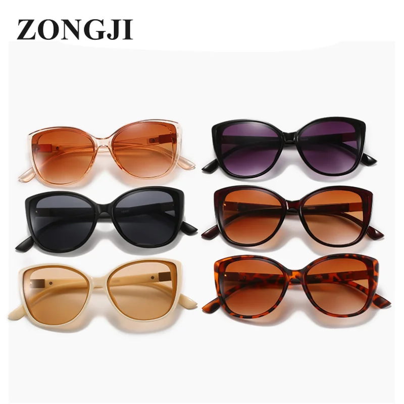 

ZONGJI Retro Big Frame Sunglasses Ladies Fashion Metal Frame Glasses Cat Eye Ladies Sun Glasses UV400