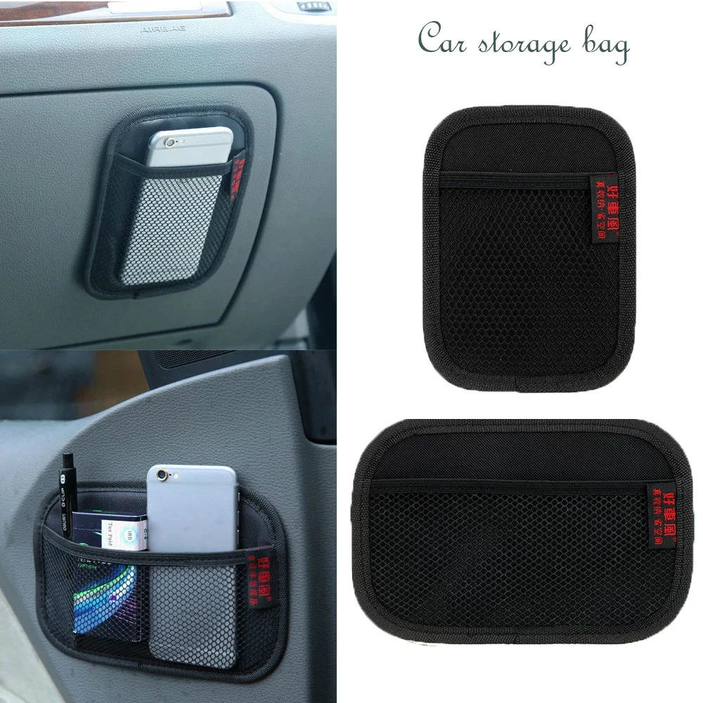 

Stowing Tidying Oxford Fabric Car Storage Net Bag Automotive Pocket Multi-use Phone Holder Storage Pocket Organizer