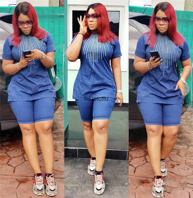 2020 африканская Женская одежда Африканский летний комплект Дашики с коротким