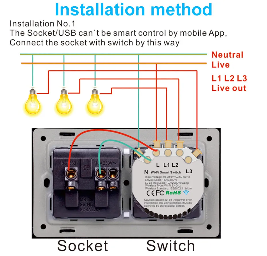 Беспроводная универсальная смарт-розетка с поддержкой Wi-Fi и сенсорным