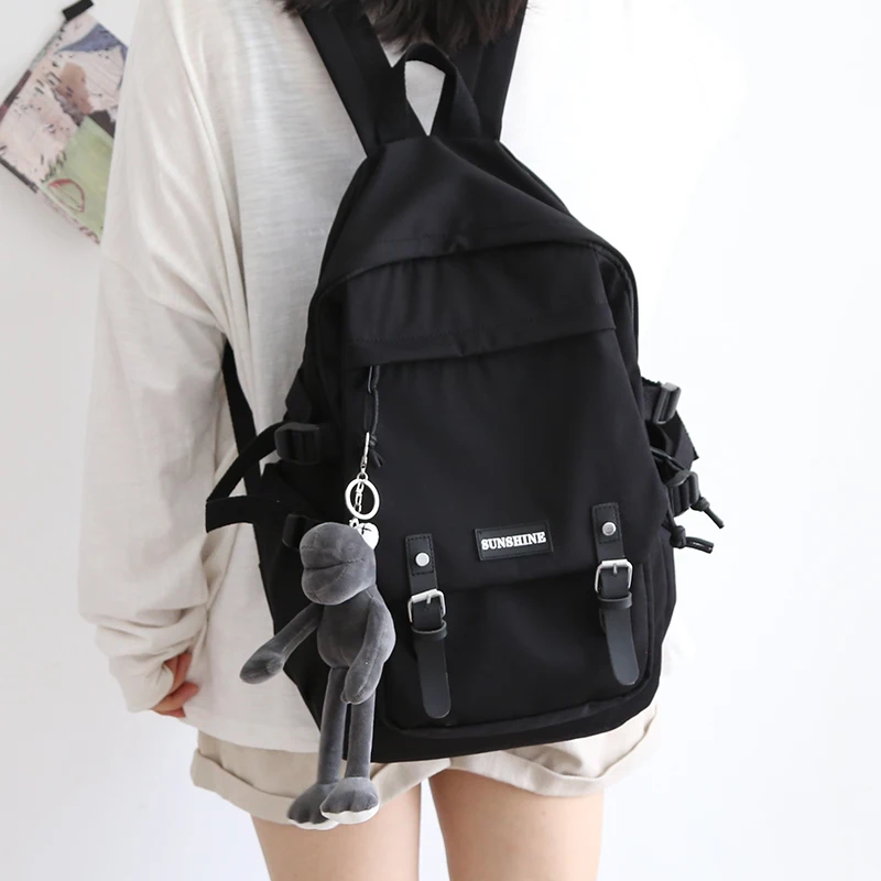 

Student Women Cute Backpack Harajuku Female Fashion School Bag for Teenage Girls Luxury Book Kawaii Backpack Lady Bag Black New