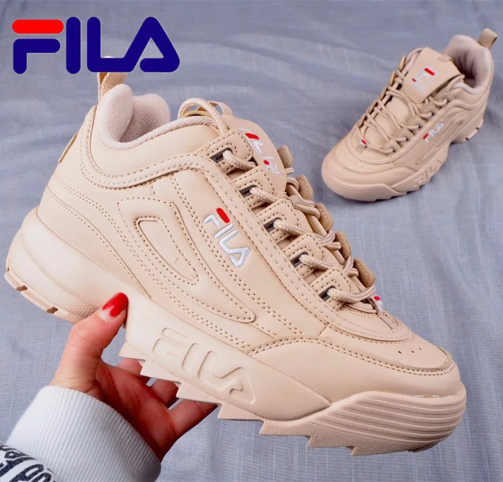 Женские кроссовки для бега Fila Disruptor II 2 белые коричневые и летние уличные размеры
