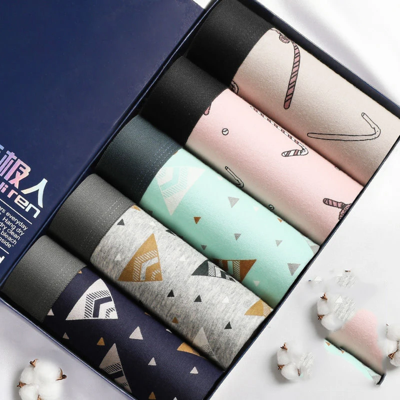 5pcs/Lot 5xl High Quality Men Underwear Boxer Cotton Pattern Summer Boxer Shorts Breathable Trendy Boxer Shorts Large Size Pants