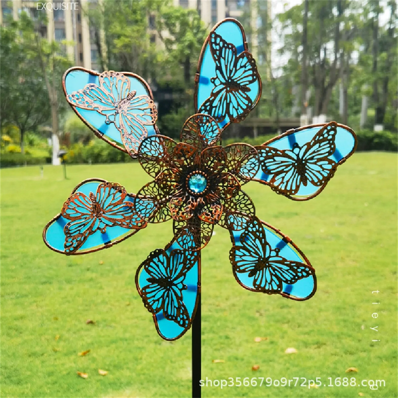 

Luminous Butterfly Plug-in Courtyard Outdoor Decoration Iron Windmill Metal Crafts Ornaments Home Garden Decoration gift