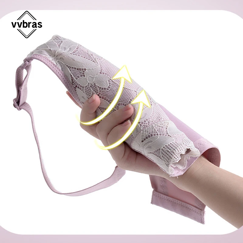 vvbras Push Up Bra Sexy Lace Bras For Women Wireless Plus Size Bralette Ultra-thin Flower Bra Underwear BCDE Full Cup Big Size