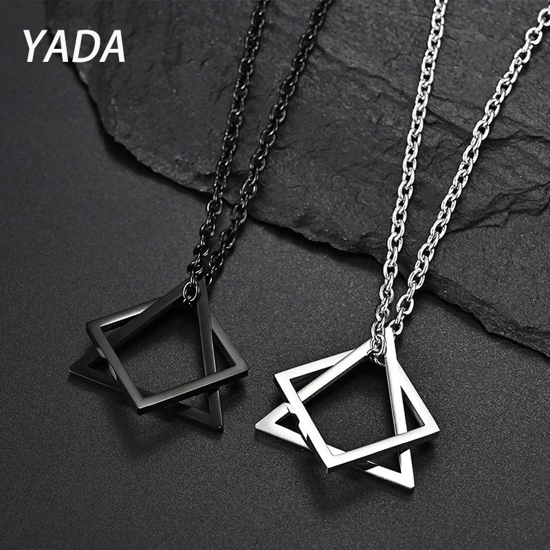 

YADA Geometry Interlocking Square Triangle Presents&Necklace For Men Women Jewelry Necklaces Stainless Steel Necklace SE210055