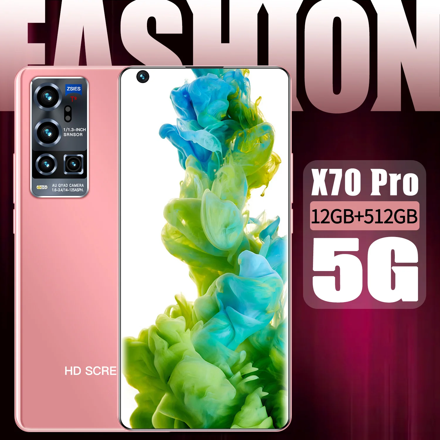 

X70 Pro 7.5 Inch Digging Screen Andriod 10 Deca Core 12+512GB 21+48MP Mobile Phone Fingerprint ID 5600mAh Smartphones MTK6799