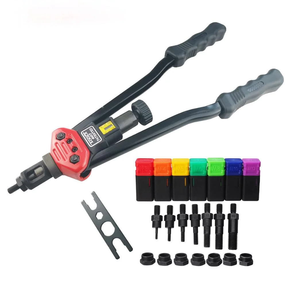 

BT-607 16" Manual Riveter Gun Hand Rivet Tool Kit Rivet Nut Setting Tool Nut Setter M3/M4/M5/M6/M8/M10/M12