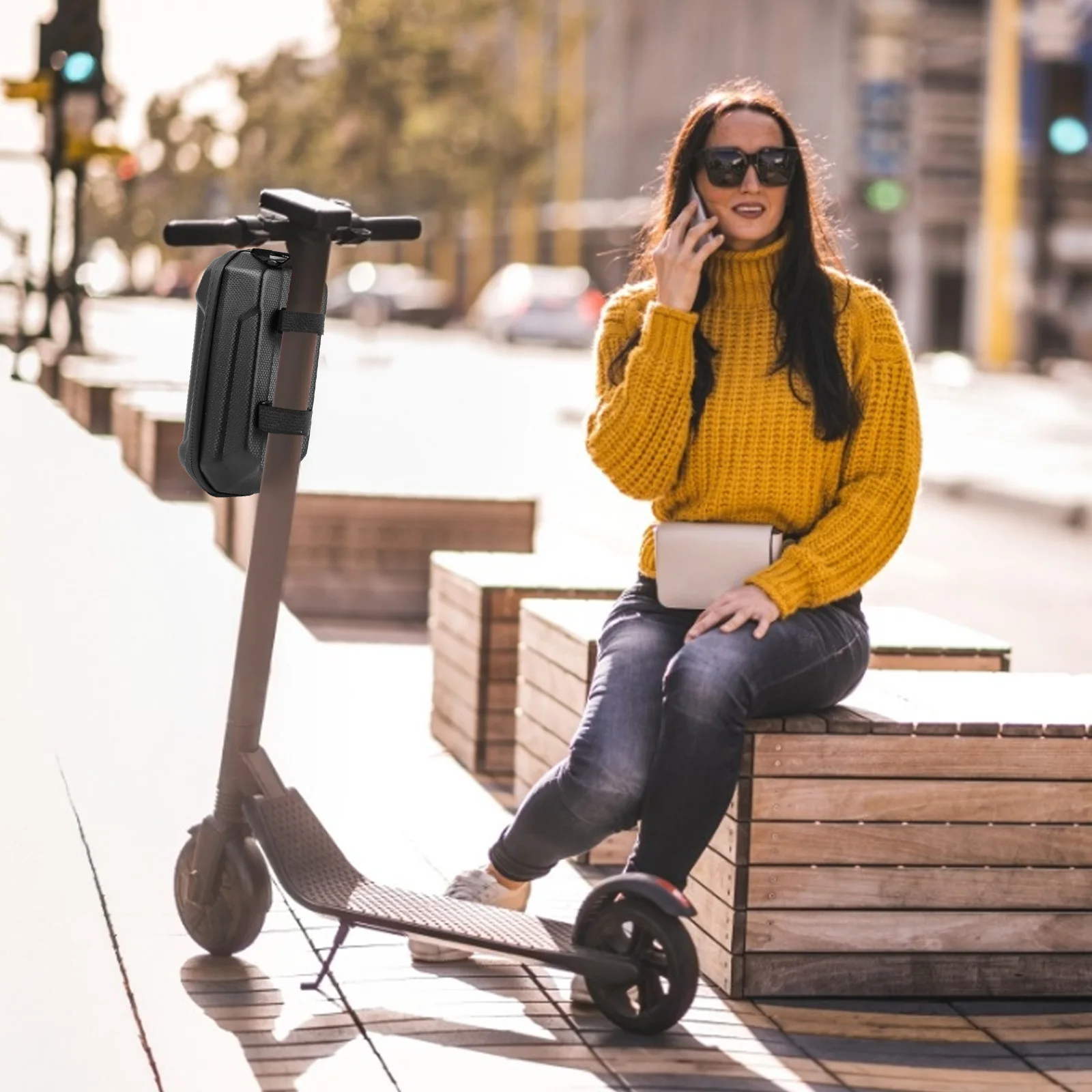 

Universal Scooter Handlebar Bag 4L Waterproof Hard Shell EVA Front Storage Hanging Bag for Folding Bike Electric Scooter