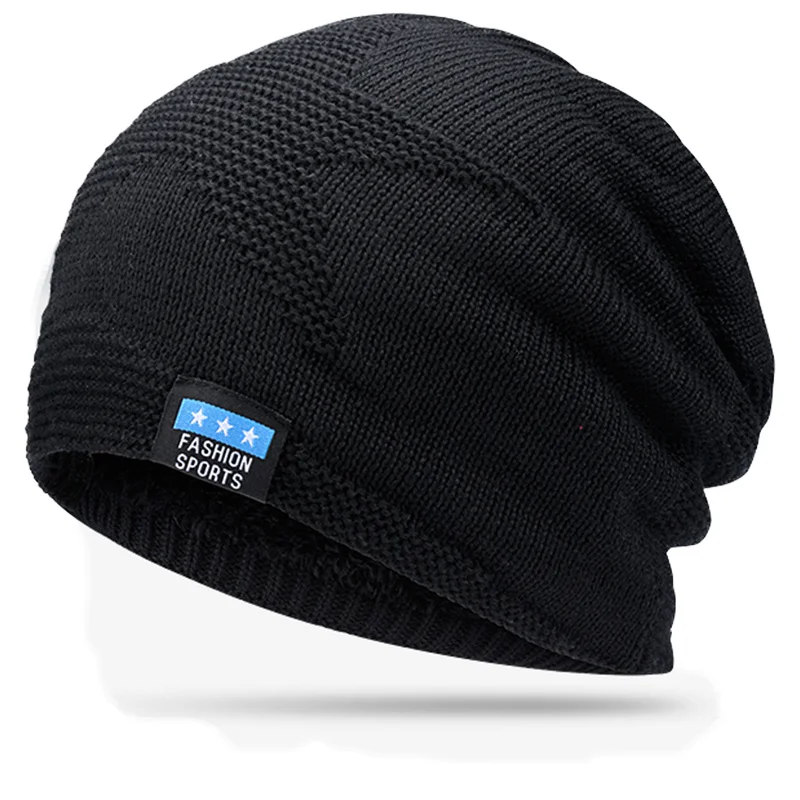 

Зимняя шапка унисекс, однотонная Вязаная Шапка-бини оверсайз, для мужчин и женщин