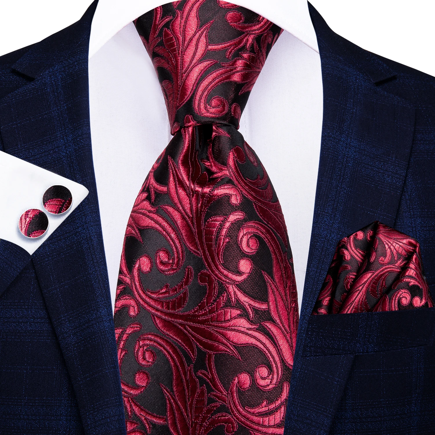 Hi-Tie бордовый цветочный полосатый Шелковый Свадебный галстук для мужчин новый