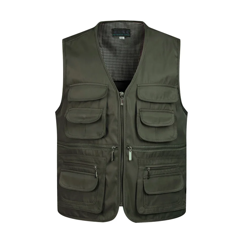 

plus 4XL Men Multi-Pocket Classic Waistcoat Man Sleeveless Unloading Solid Coat Work Vest Photographer Tactical Masculino Jacket