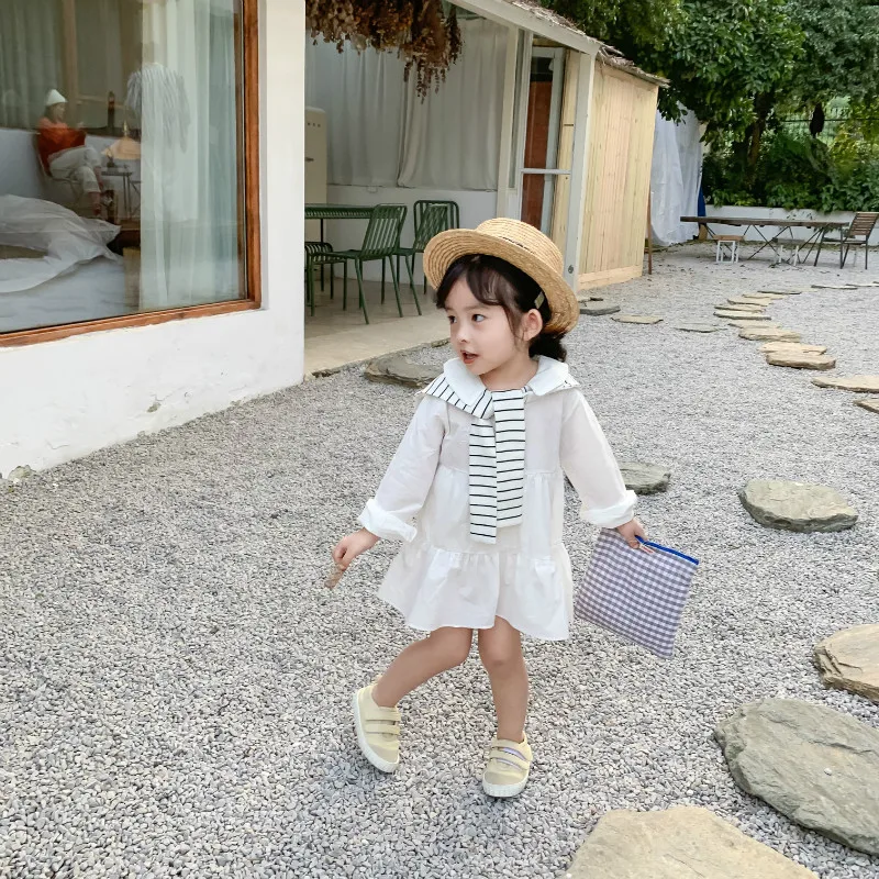 Весеннее Новое поступление хлопковое однотонное мини-платье в Корейском стиле с