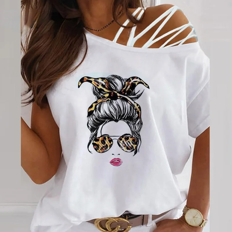 

Sexy Hollow Out Casual Loose Blouse Women Summer 2021 new Elegant Print Short Sleeve Shirt Fashion Top