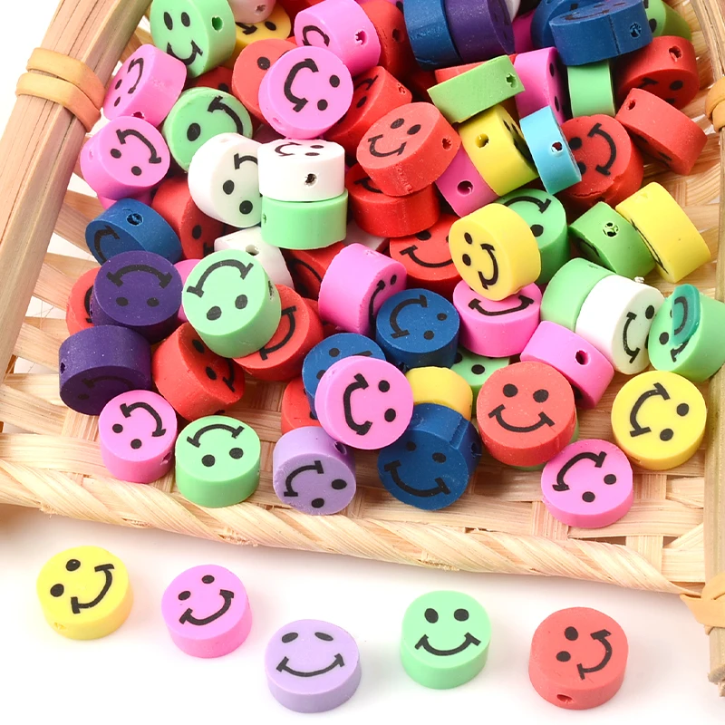 

30 шт./лот 10 мм СМАЙЛИКИ БУСИНЫ круглой формы Полимерная глина бусины для изготовления ювелирных изделий «сделай сам» глина ручной работы разделитель бусины аксессуары