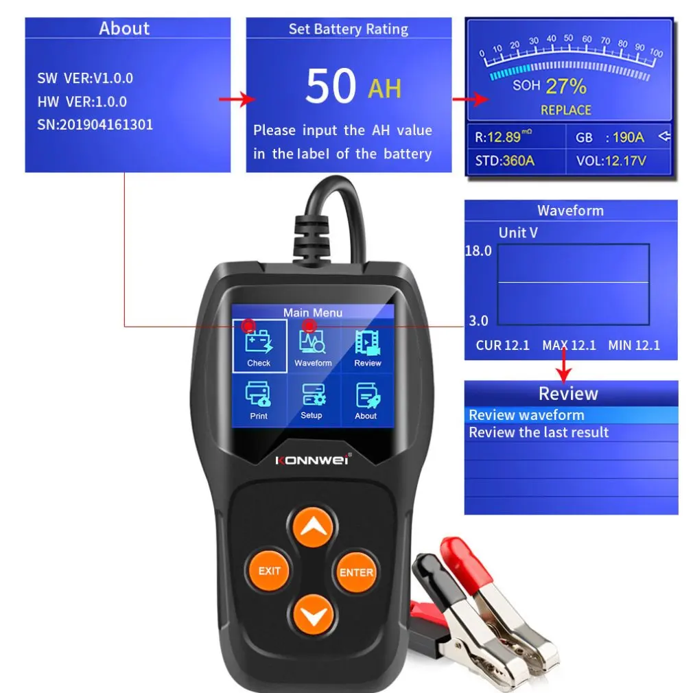 Professional 12V Car Battery Tester 100 To 2000Cca 12 Volt Tools For The Quick Cranking Charging Diagnostic | Автомобили и
