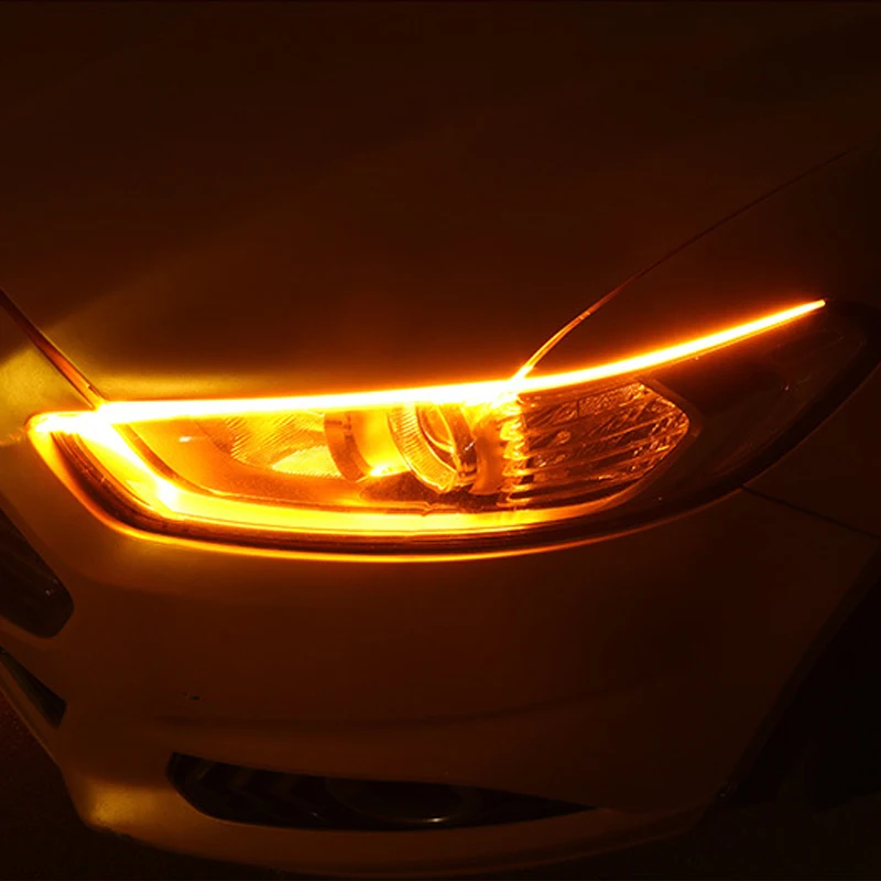 2 шт. автомобильный 60 см DRL ходовой сигнал поворота angel eye белый желтый