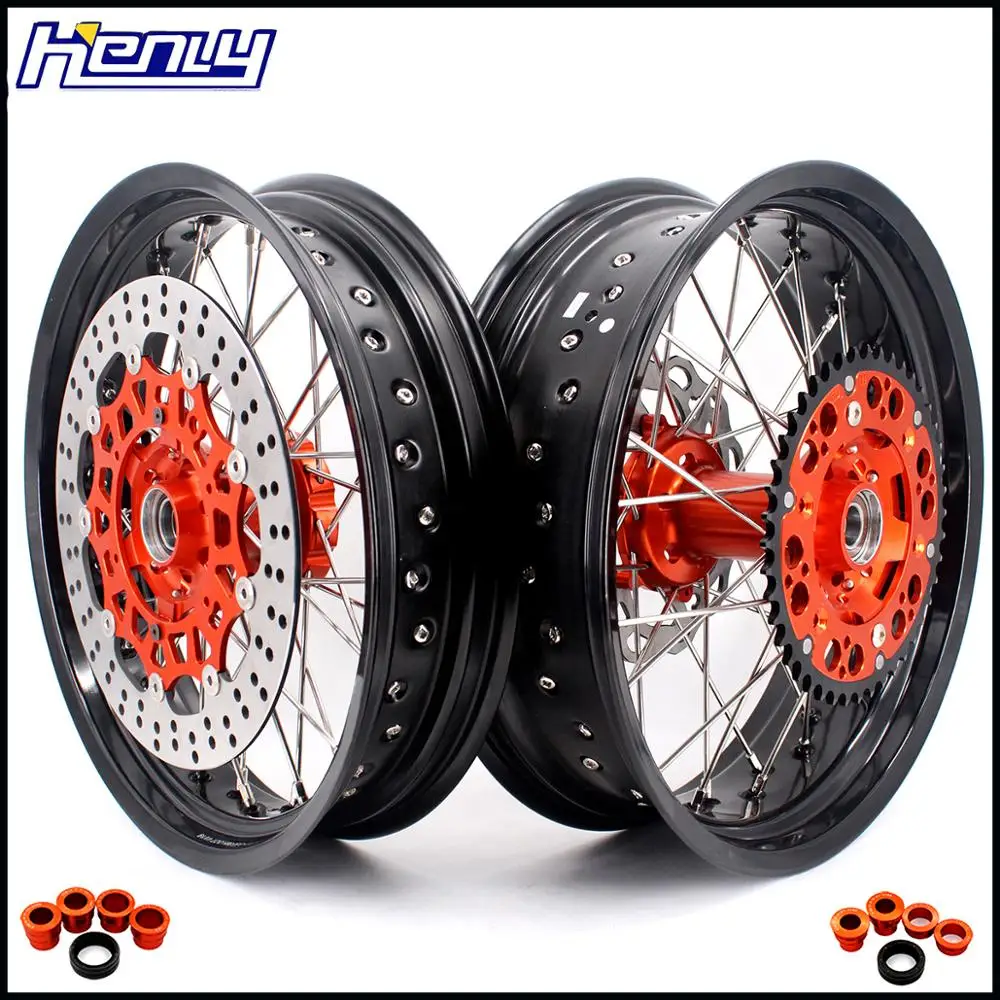 3,5/5,0 Supermoto колеса Supermotard обод набор для KTM EXC EXC-F SX SXF XCW XC XCF 125 250 150 300 350 450 505 530 2003- диски