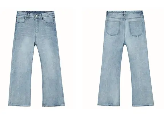 Men High Street Hip Hop Casual Small Flare Jeans Pant Male Vintage Denim Trousers Pant Boot Cut Jeans