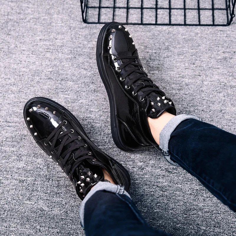 Мужские туфли из ПУ кожи дышащая удобная повседневная обувь с заклепками