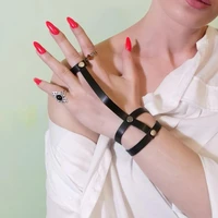 2021 new fashion punk real black leather bracelets for women bangle adjustable length bohemia holiday male jewelry