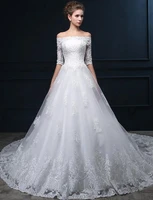china a line romantic tulle long tail luxury women lace wedding dresses with sleeves for wedding gowns