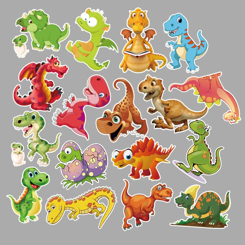 

50pcs Cartoon Dinosaur Stickers Waterproof Skateboard Motorcycle Guitar Luggage Laptop Bicycle Sticker Kids Children DIY Toys