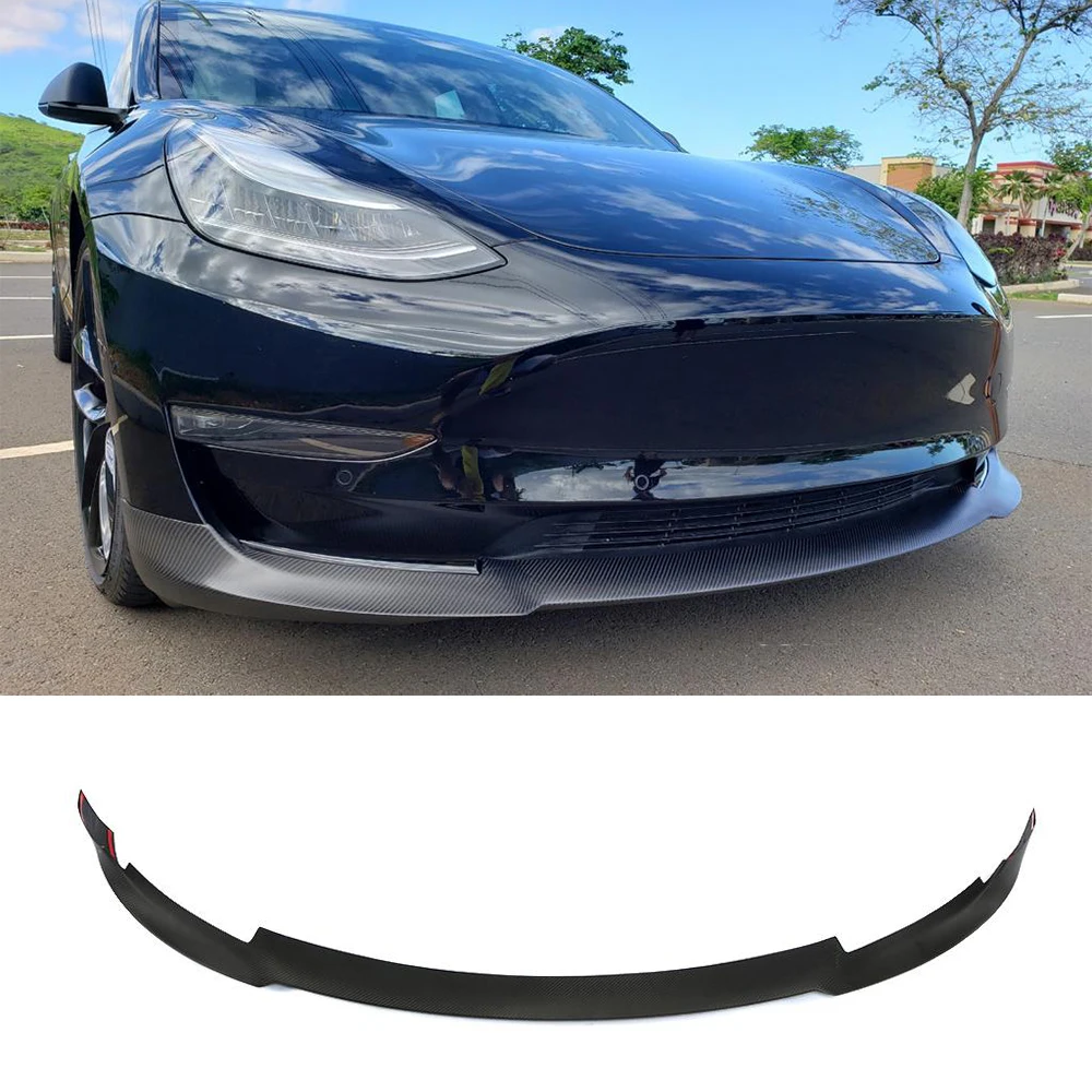 Matte carbon Автомобильный передний бампер спойлер для Tesla модель 3 Base Sedan 4-дверный дальний глянец/матовый из углеродного волокна - Цвет: Matte carbon