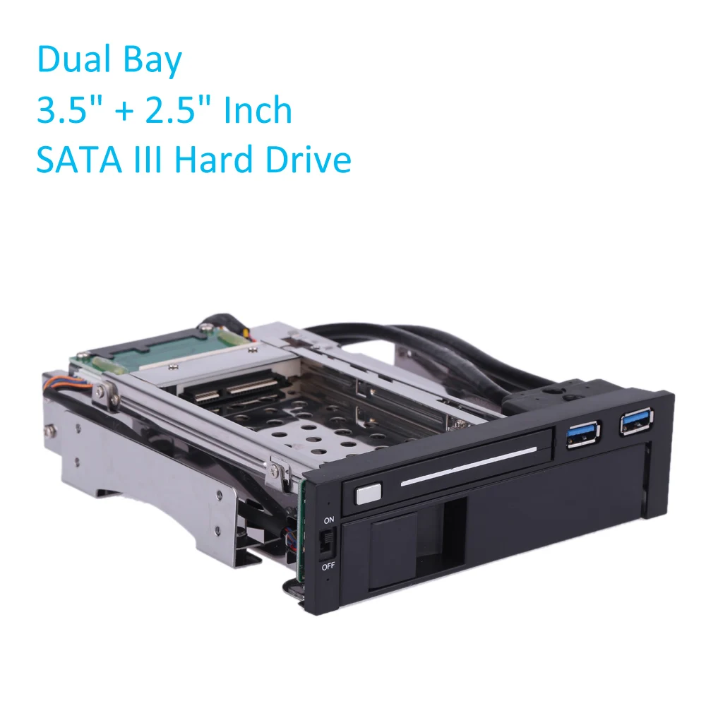 

Dual Bay USB 3.0 Port SATA III Hard Drive HDD & SSD Tray Caddy Internal Mobile Rack Enclosure Docking Station 3.5" + 2.5" Inch