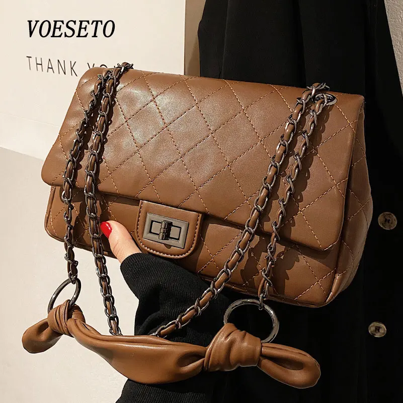 

Сумка-мессенджер Za Женская кожаная, роскошный модный саквояж на цепочке с ромбовидным узором, модная сумочка на плечо, зима 2022