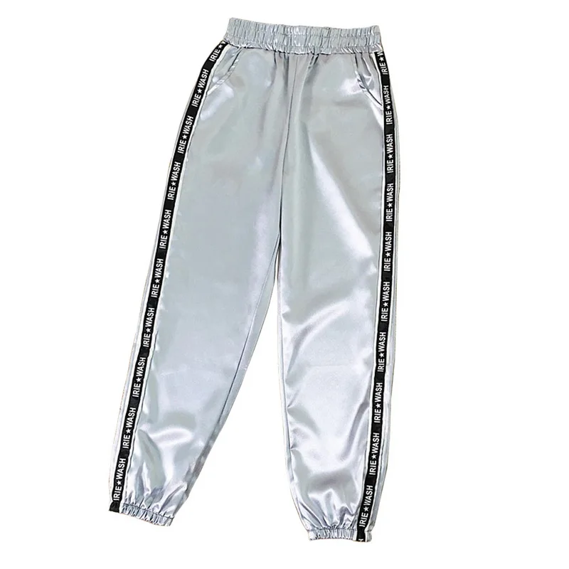 gray style 1 Женские штаны, летние штаны, женские блестящие спортивные штаны для бега, сатиновые Модные свободные штаны Harajuku - Цвет: gray style 1
