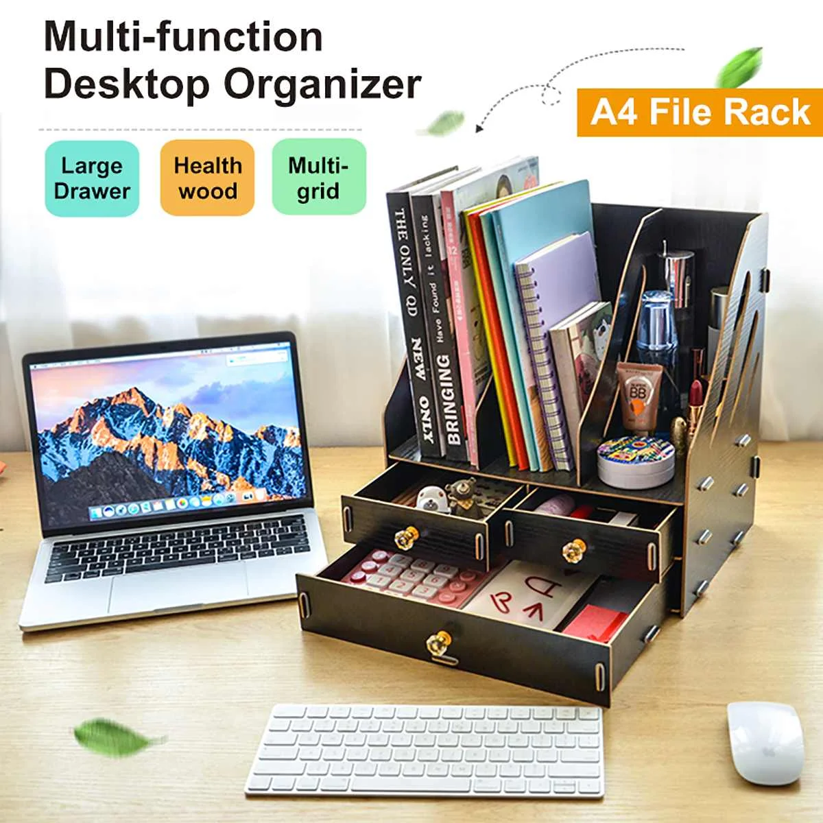 

Multi-function Wooden Desktop Pen Holder Office School Stationery Cosmetics Storage Stand Case Desk Pen Pencil Organizer