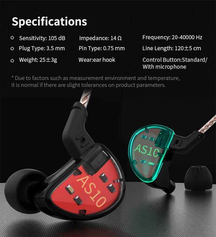

AK KZ AS10 5BA Balanced Armature In Ear Earphone HIFI Running Sport Earphone Headphone Headset KZ ZSN ZS10 PRO AS16 ZS7 ZSX AS12